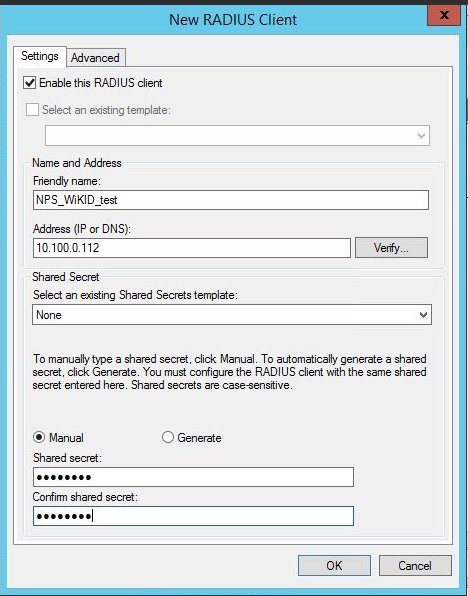 NPS add Radius client