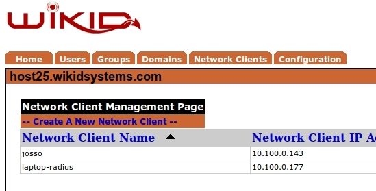 Network Clients page