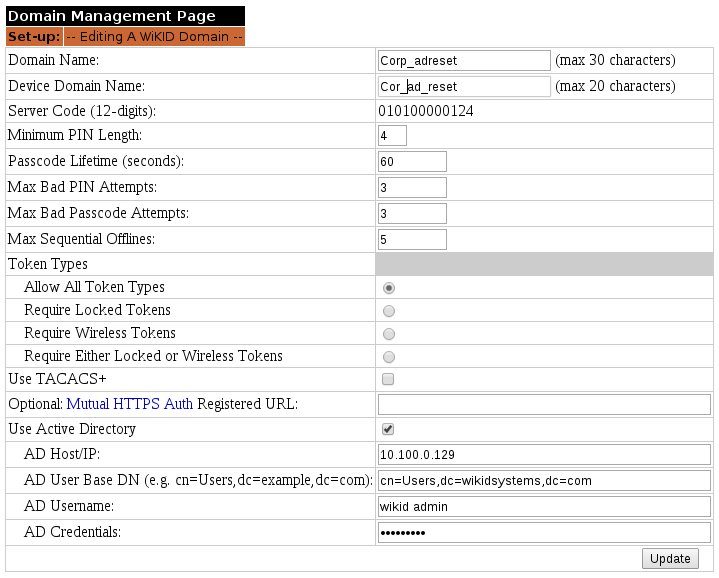 WiKID config for Native Active Directory one-time passcodes