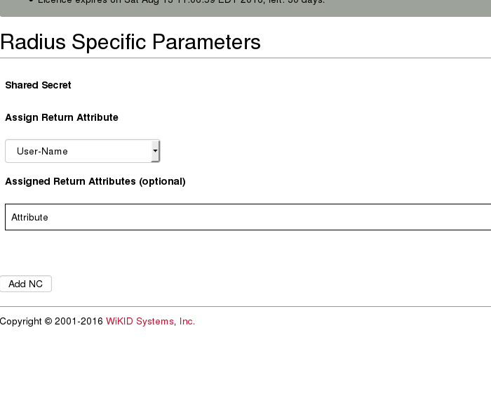 Radius shared secret and return attributes