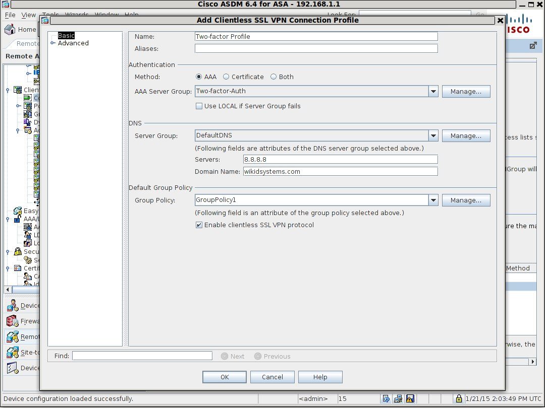 2 factor for cisco asa - AAA profile