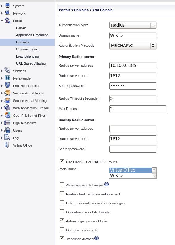 sonicwall - two-factor auth